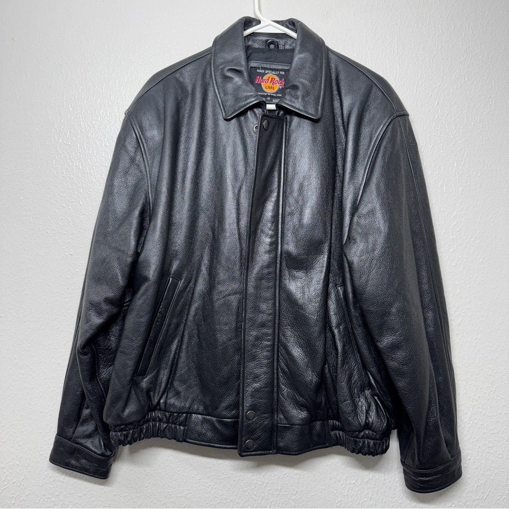 Vintage Hard Rock Cafe Nashville Black Leather Jacket Size 40